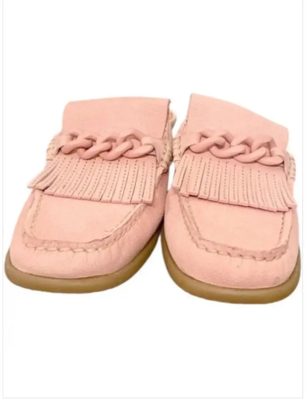DONALD J. PLINER Pink Mika Fringe Loafer Mules Size 6.5